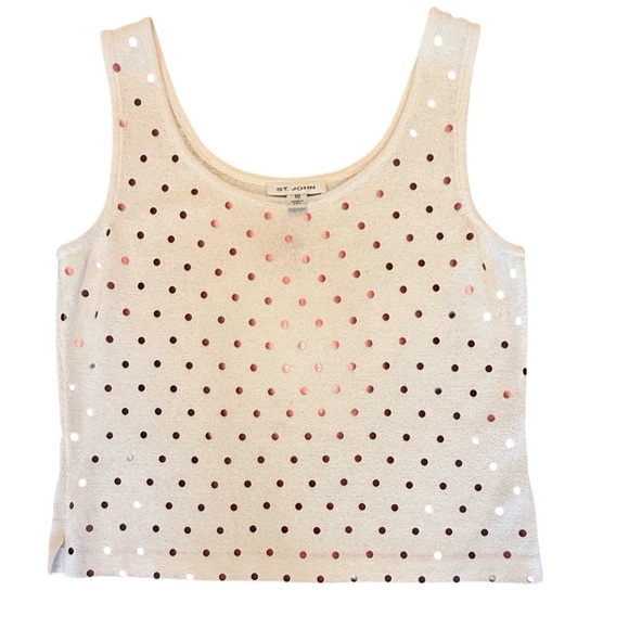 John Santana Cream/Bronze Metallic Polka Dot Sweater Tank Size